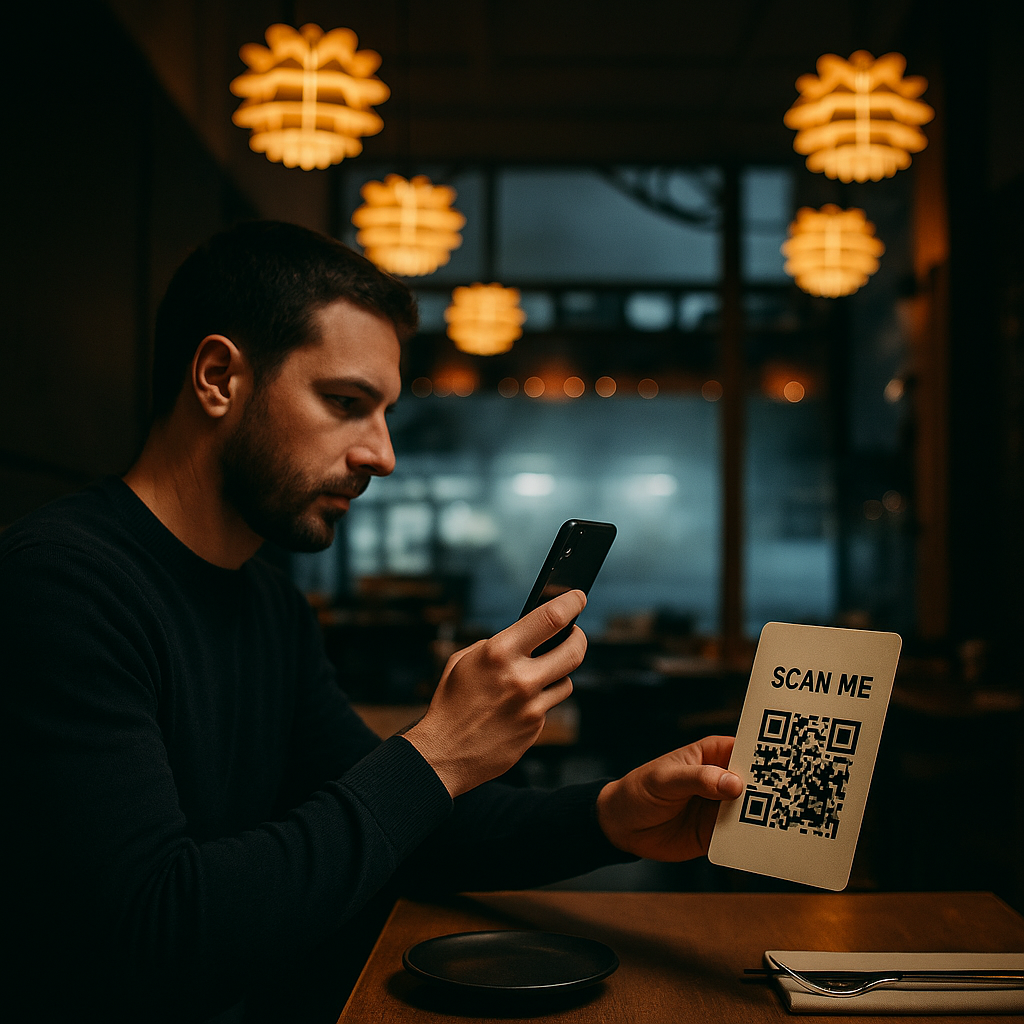 Cliente che scansiona un QR code
